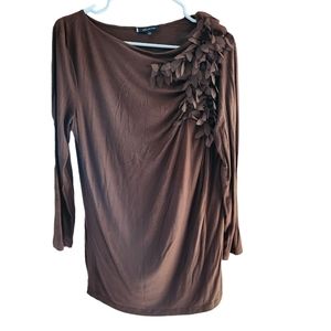 Anne Klein Women's Brown 3/4 Sleeve Top Size Large D24
